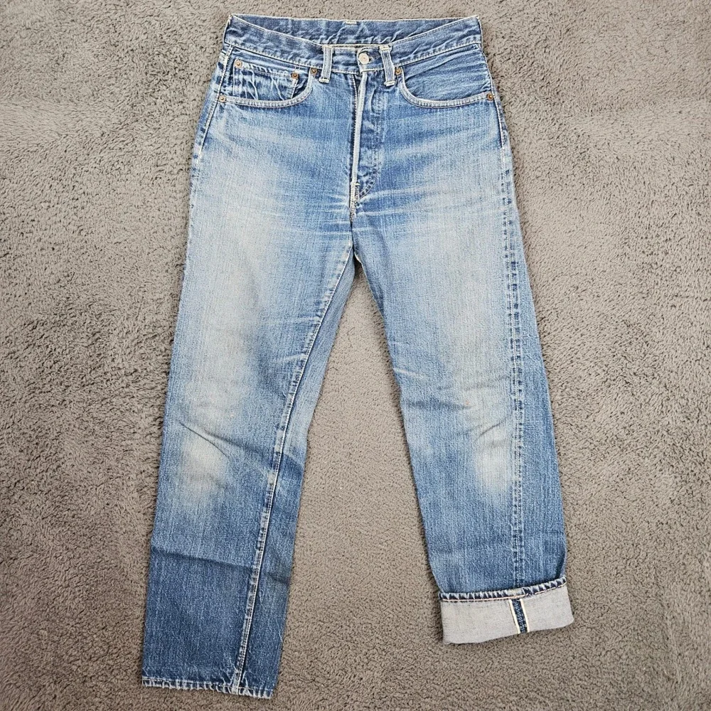 Vintage Levis 501 Big E Selvedge V Stitch Concealed Rivets 60s  29x30